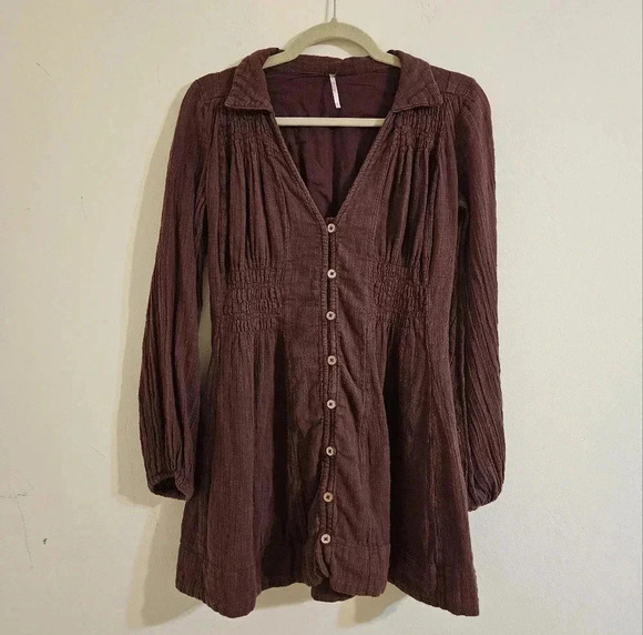 Free People Burgundy Mini Dress - Picture 1 of 5